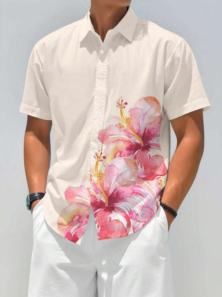 Manfinity RSRT Men's Floral Print Short Sleeve Shirt - Multicolor - View 1