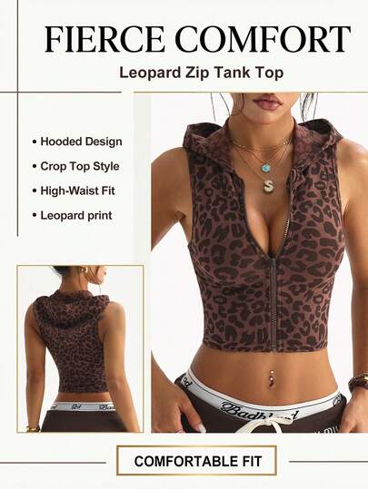 Dewbera Sömlös ribbad hög elasticitet leopard jacquard fitness casual daglig löpning sport huvjacka