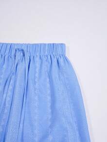 Franclia 女士弹力腰带优雅直筒裤，浪漫假日户外经典休闲海滩度假时尚甜美情人节约会派对海滩魅力都市时尚日常穿着百搭优雅商务办公通勤抽绳腰带女裤阔腿长裤 - 藍色 - 查看 5