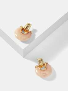 MOTF PREMIUM 18K GOLD-PLATED PINK RESIN NICHE PERSONALIZED RETRO EARRINGS, EARRINGS. - Pink - View 8