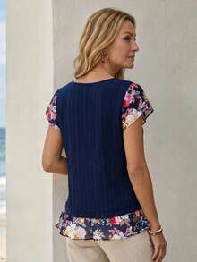 EMERY ROSE 可爱教师校服外出度假乡村音乐会西部风波西米亚风教师衬衫复古锐舞音乐会夏威夷教师趣味衬衫早午餐锐舞节俱乐部飘逸上衣度假西部复古波西米亚风衬衫 - 彩色 - 查看 2