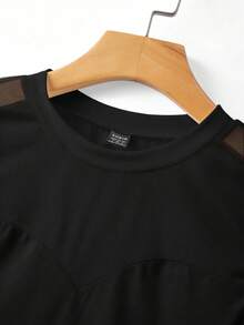 Lumivelle 女士时尚透视网纱立领连体衣带帽袖 - 黑色 - 查看 8