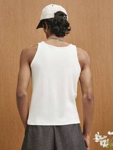 TOKVUE Men's Casual Solid Color Minimalist Versatile Tank Top - White - View 2