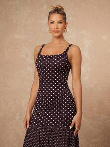 Lumalex 女士波点吊带长裙 - 黑色 - 查看 7