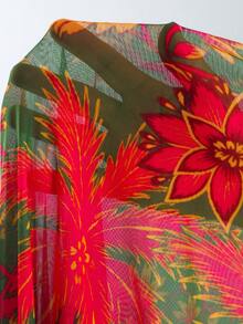 Swim Oasis Women's Summer Vacation Casual Beach Wear Tropical Floral Print One-Piece Swimsuit Bikini With Adjustable Shoulder Strap & Skirt, High-End Fashion Swimsuit Set - Multicolor - View 5