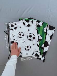 Zazumi 1pc Personalized Fashion Football Printed Outdoor Sports Leisure Shoulder Drawstring Backpack Multi Functional Foldable Portable For Both Men And Women Suitable For Travel, Fitness Camping, Party Sports Backpack, Festival Friend Gift Best Choice Lightweight Travel Storage Backpack - Multicolor - View 3