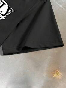 STEELVANCE 男士休闲唇印字母T恤，夏季款 - 黑色 - 查看 5