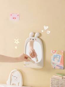 1PC Bunny Cartoon Makeup Mirror Suction Wall Bathroom Mirror Dorm High Value Cosmetic Mirror For Girls Women Home Decor - Multicolor - View 5