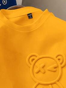 Manfinity Joysei Standard Size Yellow Men's White Crew Neck T-Shirt ( Fabric) - Yellow - View 3