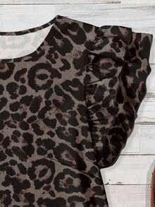 Mellowie Women's Casual Leopard Print Cap Sleeve Blouse, Summer Spring - Multicolor - View 4