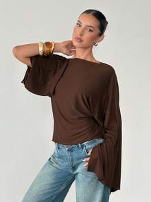 Siren Gaze Áo choàng Poncho màu nâu dành cho nữ, hàng mới về mùa Thu/Đông. - màu nâu - Xem 4