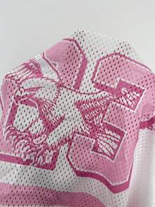 Coolane Women's Summer Streetwear Sport Crop Jersey Number Graphics Loose Breathable Mesh T-Shirt - Multicolor - View 6