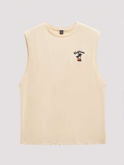 Open Phase 男士夏季休閒椰樹和字母印花背心