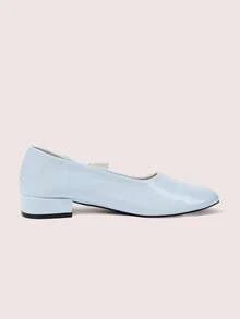 CUCCOO DOLLMOD Giày nữ da bóng màu xanh dương, kiểu dáng thấp cổ, thiết kế nơ rỗng phía sau, giày bệt đế thấp đa năng tiện dụng cho công sở. - Màu xanh lam - Xem 2