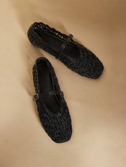 Rosivie Women's Handwoven Square Toe Casual Comfortable Flat Loafers