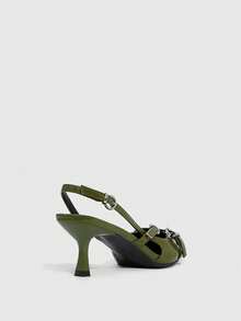 CUCCOO SZL 2026 Spring/Summer New Elegant Hollow-Out Versatile Pointed Toe Criss-Cross Strap High Heel Sandals For Women - Army Green - View 8