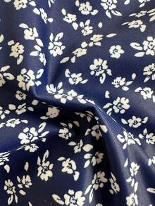 SHEIN 少女碎花印花背心式泳衣套装 - 高弹力、不透明、可机洗，时尚泳装，适合游泳、度假、夏季海滩穿着，儿童泳装套装，夏季假期 - 寶藍色 - 查看 5