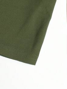 Manfinity Homme Men's Minimalist Contrast Color Short Sleeve Polo Shirt, Summer - Army Green - View 7
