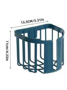 1 pieza Soporte de papel higiénico de plástico impermeable montado en la pared y estante de almacenamiento multifuncional sin perforación, caja de almacenamiento para baño, cocina y tocador - Multicolor - Ver 3