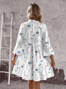 EMERY ROSE Casual Romantic Floral Print Plus Size Dress, Suitable For Vacation - Multicolor - View 2