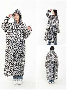 Capa de chuva moderna em EVA com estampa de leopardo - Leve, portátil e ideal para todas as estações, com capuz ajustável, mangas compridas e bolsos laterais para atividades ao ar livre. Capa de chuva elegante e durável, com estampa de leopardo, capa de chuva de alta qualidade. - Multicolorido - Ver 8