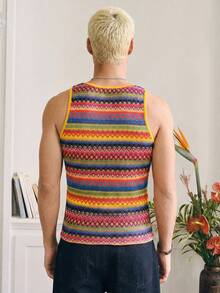 Manfinity Unisex 男士夏季休闲度假印花圆领修身背心 - 彩色 - 查看 5