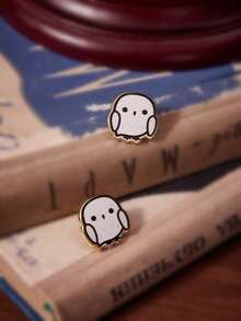 HARRY POTTER X SHEIN 1 Pair Zinc Alloy Cartoon Animal Print Pendant Beaded Hoop Earrings, Minimalist & Elegant, Suitable For Party, Concert, Festival - Gold - View 8