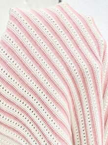 SHEIN 2pcs Maternity Striped Print Round Neck Sleeveless Tank Top And Shorts Knit Set - Pink - View 5