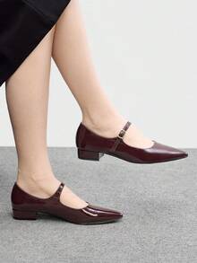 CUCCOO BIZCHIC Giày cao gót mũi nhọn thiết kế khóa cài dành cho nữ, thích hợp mang hàng ngày. - Màu Đỏ Sâu - Xem 2
