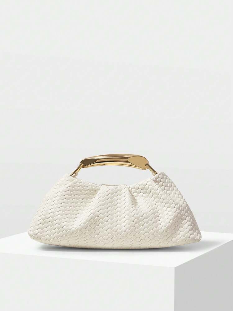 LADIES PU WOVEN EMBOSSED, FINE HARDWARE, HANDBAG