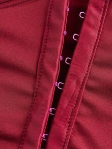 SHEIN ICON Plus Summer 钩眼对比网眼酒红色短款紧身胸衣吊带背心 - 酒紅色 - 查看 3