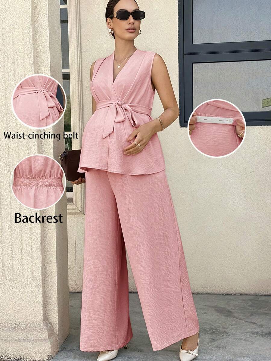 MaterniWear 孕妇纯色无袖裹身休闲两件套,夏季女装裤装上衣套装,女士正式套装,优雅裤装,女士套装,女士阔腿裤套装,女士办公室着装,女士两件套衬衫裤装,女士正式商务休闲套装,女士优雅套装,两件套裤装上衣,Zanzea 裤装和衬衫 Z65c7 代码,女士折扣服装,瑜伽连体裤套装,女士两件套孕妇套装,女士套装裤装上衣,商务休闲女士两件套裤装上衣套装,女士裤装套装 - 藕粉色 - 查看 1
