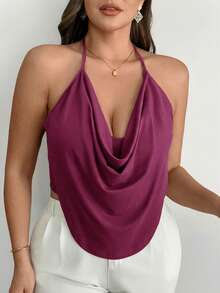 Firerie 大码休闲舒适优雅精致细肩带系带女式黑色吊带背心 - 紅色 - 查看 5