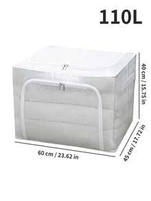 Transparent PVC Storage Box, Large Waterproof Steel Frame Household Clothing And Bedding Storage Box, Foldable Wardrobe Storage Box, Bedroom Storage Box - White - View 12