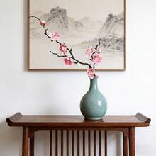 Artificial Plum Blossom Stem, Chinese Style Pink Wintersweet Flower For Zen Home & Living Room Decor - Multicolor - View 2