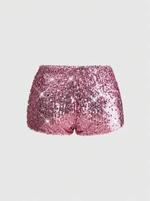 ROMWE Grunge Punk 女士性感超短亮片迷你裙，适合夏季海滩、毕业典礼、复活节、音乐会、纳什维尔度假、舞会、街头朋克风格 - 粉色 - 查看 2