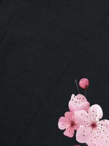 Manfinity EMRG Men's Letter & Floral Pattern Drawstring Waist Wide Leg Sweatpants - Black - View 8