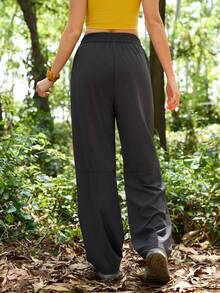 Exploreva 女士弹力腰休闲百搭日常穿着及户外徒步裤 女士弹力腰阔腿运动裤 女士阔腿瑜伽裤 带口袋防晒裤 女士户外服装 女士徒步裤 女士步行裤 女士户外裤 女士宽松裤 女士工作裤 女士夏季裤 宽松徒步裤 女士宽松裤 女士沙滩工装裤 女士步行裤 女士裤 女士夏季裤 女士降落伞裤 女士高腰工装裤 - 深灰色 - 查看 2