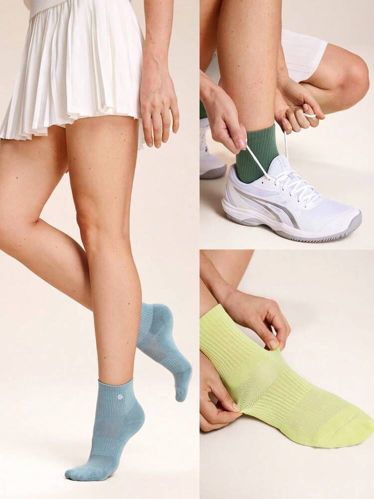5 Pairs Socks Soft Ventilated Mesh With Embroidered Logo Workout Daily Casual