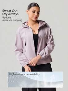 OutZeal Women Outdoor Jacket Hiking Camping Hood Secure Pocket Outdoor Tops - Purple - View 4