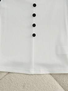 Franclia New Button-Up Slim Fit Women Tank Top, Spring/Summer - Black and White - View 5