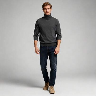 Suéter de Cuello Alto para Hombre en Tejido de Punto Fino: Estilo Clásico, Corte Regular y Variedad de Colores Para Salidas con Amigos, Casual y Formal a temporal, Verano, Primavera, Invierno y Otoño