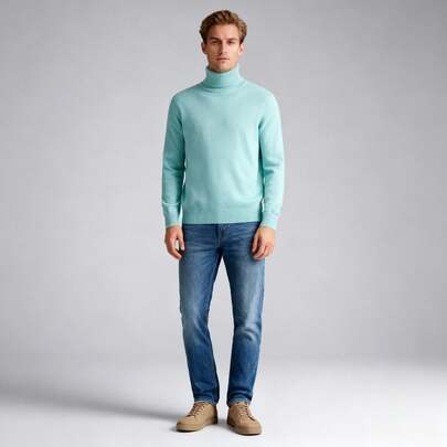 Suéter de Cuello Alto para Hombre en Tejido de Punto Fino: Estilo Clásico, Corte Regular y Variedad de Colores Para Salidas con Amigos, Casual y Formal a temporal, Verano, Primavera, Invierno y Otoño