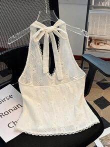 Airaco 女士夏季新款蕾丝吊带背心，性感V领紧身设计，蕾丝拼接，珍珠装饰，女士蕾丝上衣，女士沙滩装，女士度假背心，女士优雅上衣，杏色蕾丝上衣，休闲度假波西米亚风沙滩装，适合情人节、派对、复活节、夏威夷音乐节和热带度假等场合。女士背心，夏季可爱上衣，优雅蕾丝上衣，夏季新款上衣，商务休闲女装。 - 杏色 - 查看 2