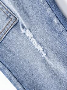 Toddler Boys' Casual Elastic Washed Blue Denim Jeans, Comfortable & Versatile - Blue - View 4