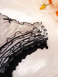 PetitDoll 5入組三角褲，邊緣波浪設計和荷葉邊裝飾的日常內褲 - 彩色 - 查看 7