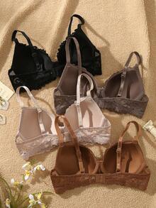 Bộ 4 áo ngực ren có gọng dành cho nữ, thích hợp làm quà tặng ngày Valentine. - Nhiều màu - Xem 2