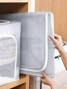 Transparent PVC Storage Box, Large Waterproof Steel Frame Household Clothing And Bedding Storage Box, Foldable Wardrobe Storage Box, Bedroom Storage Box - White - View 5