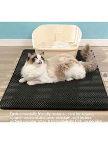 Double-Layer Odor Control Litter Mat] Premium Double-Layer Honeycomb Cat Litter Mat - Easy Clean, Odor Control, Carpet-Compatible For Pet Toilets & Litter Boxes, Cat Litter Pad - Blue - View 6