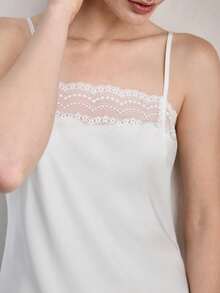 Ocili Đầm ren phối họa tiết dành cho nữ, kiểu dáng thường ngày, không tay. - trắng - Xem 4